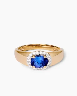 Ring mit Tansanit AAAA und Zirkon