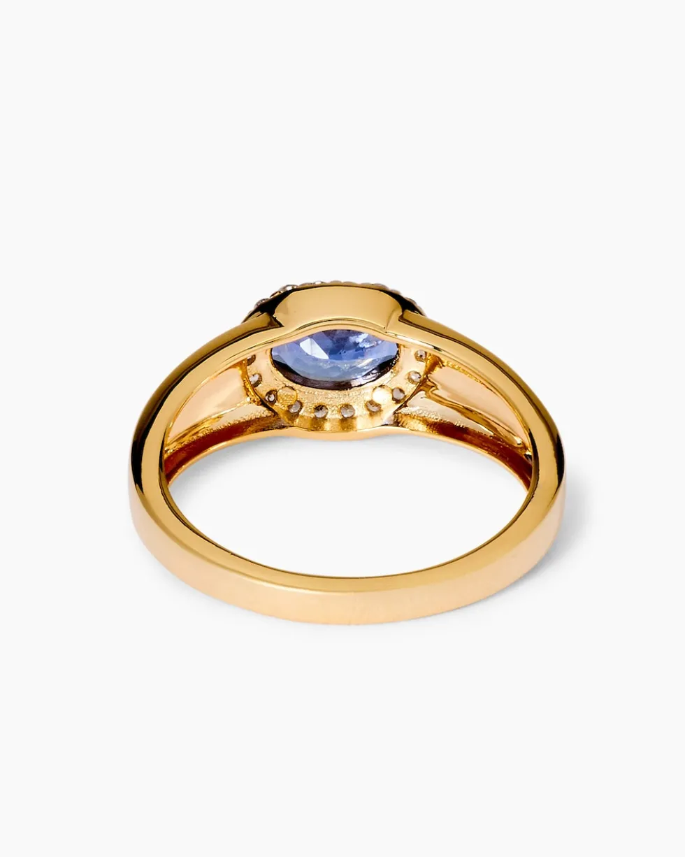 Ring mit Tansanit AAAA und Zirkon
