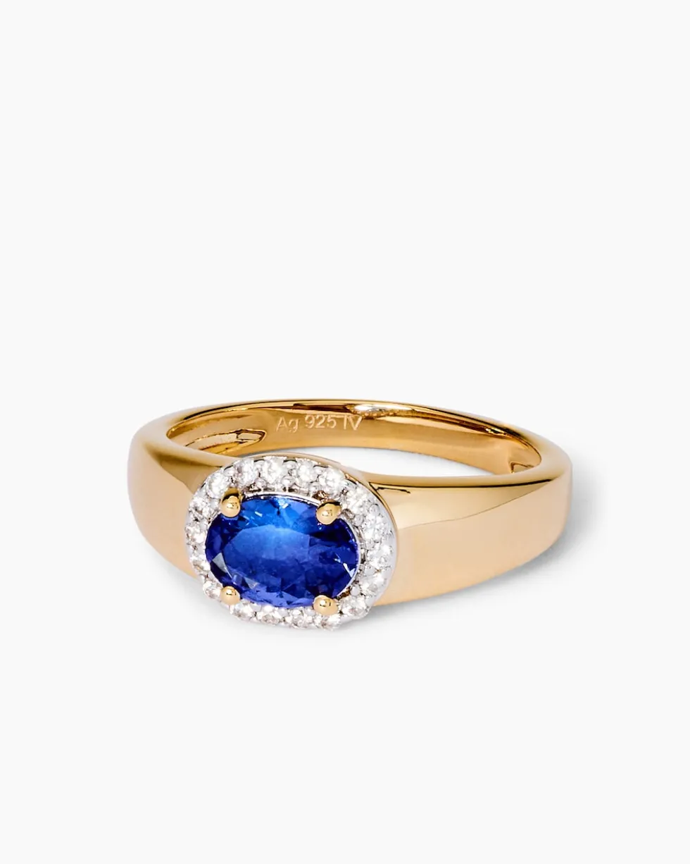 Ring mit Tansanit AAAA und Zirkon