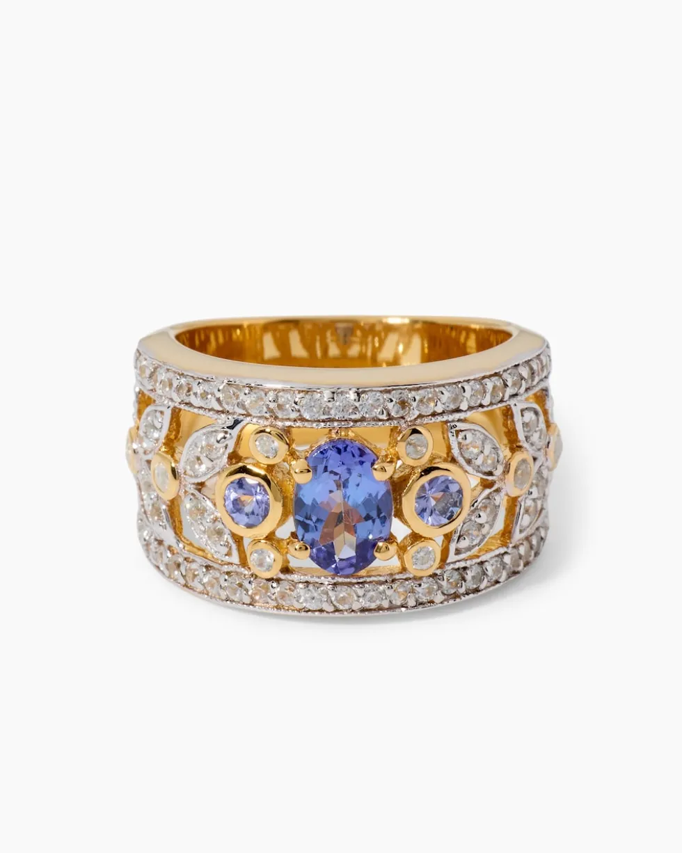 Ring mit Tansanit AAA und Zirkon