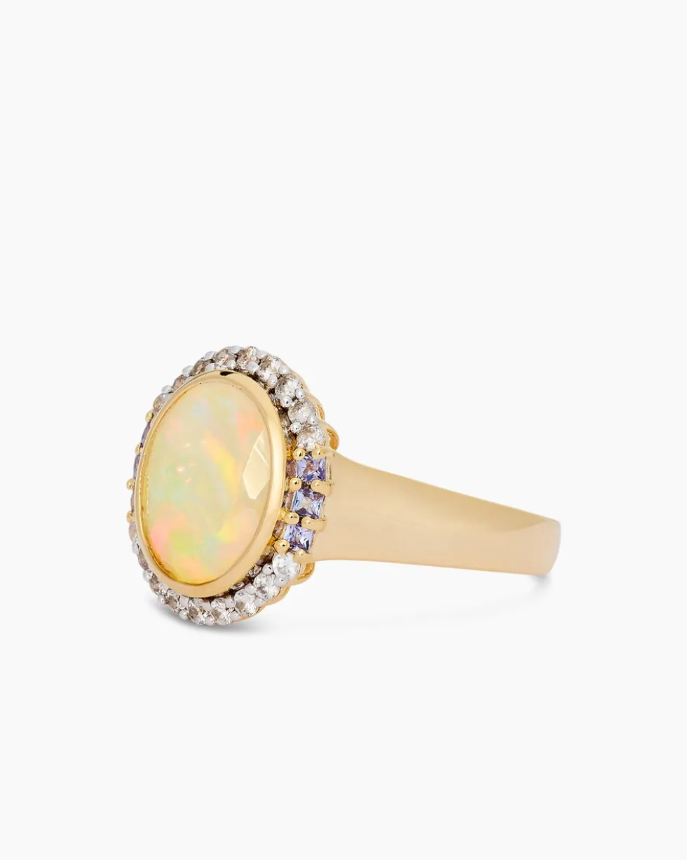 Ring mit Äthiopischem Opal und Edelsteinen