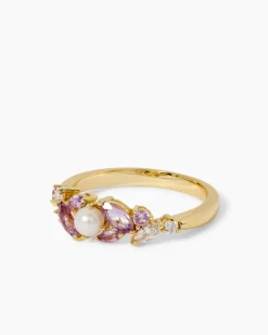 Ring-Set mit Zirkonia, Amethyst, Saphir & SWZ-Perle, 2tlg.