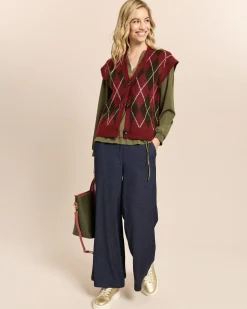 Ärmellose Strickjacke mit Check