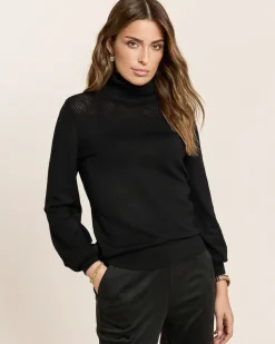Rollkragenpullover mit Ajourmuster