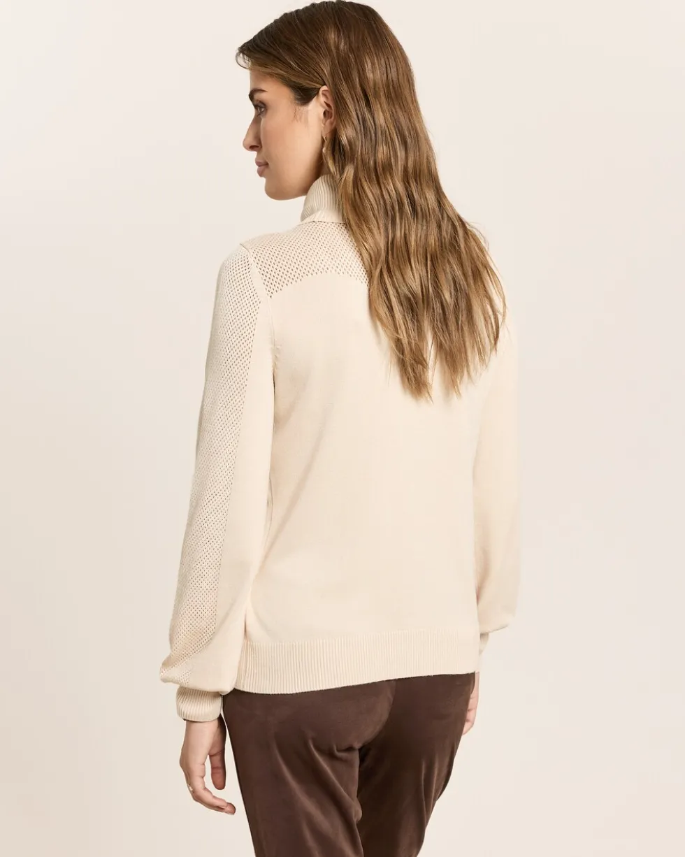 Rollkragenpullover mit Ajourmuster