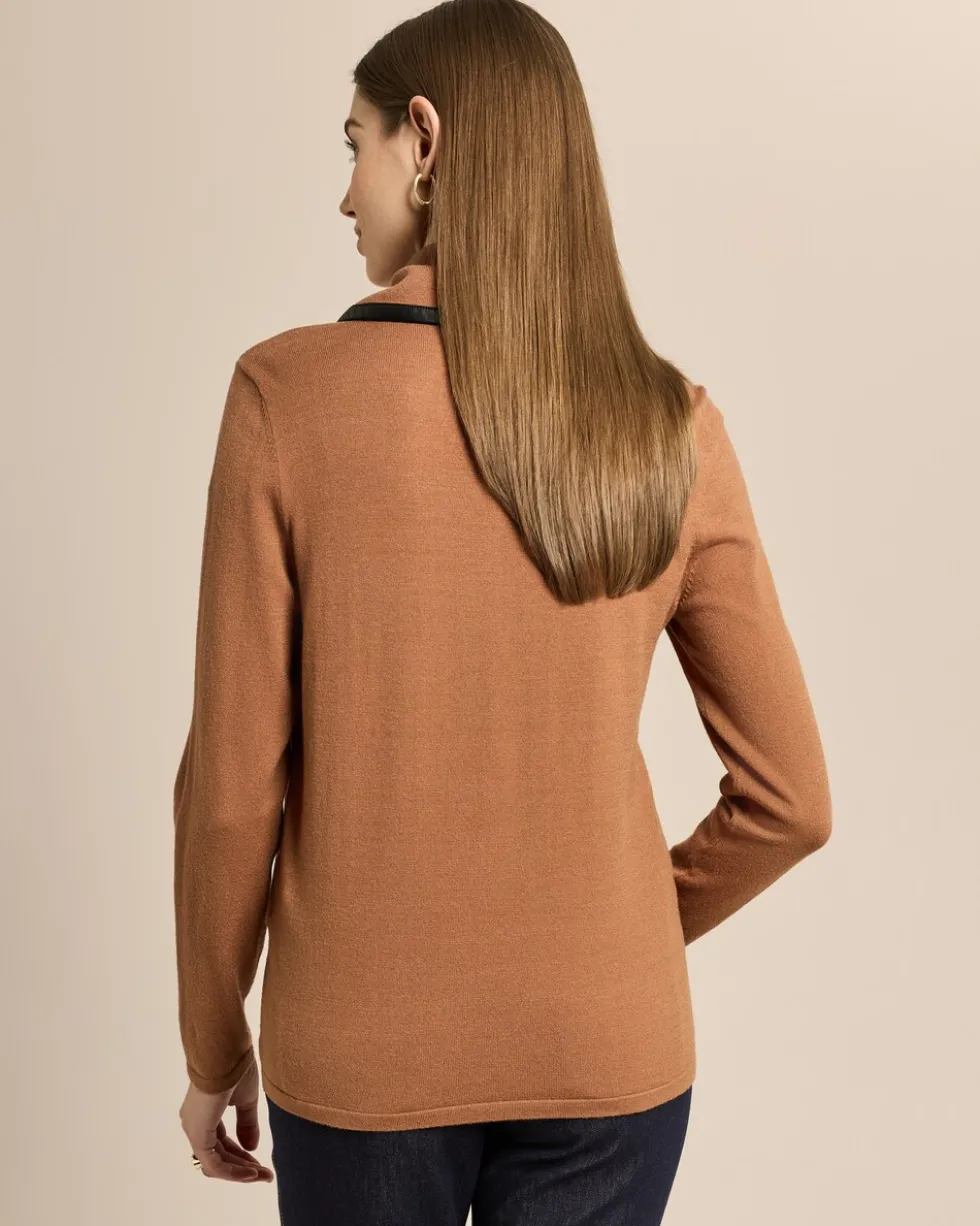 Rollkragenpullover mit Kunstleder