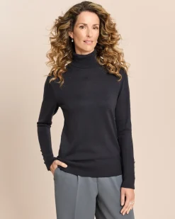 Rollkragenpullover mit Schlitz am Arm