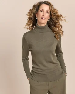 Rollkragenpullover mit Schlitz am Arm