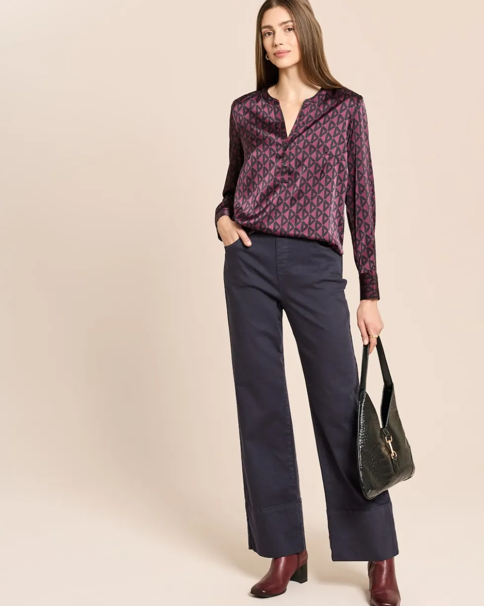 Satinbluse mit grafischem Print