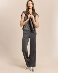 Satin-Top mit Spitze