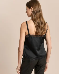 Satin-Top mit Spitze