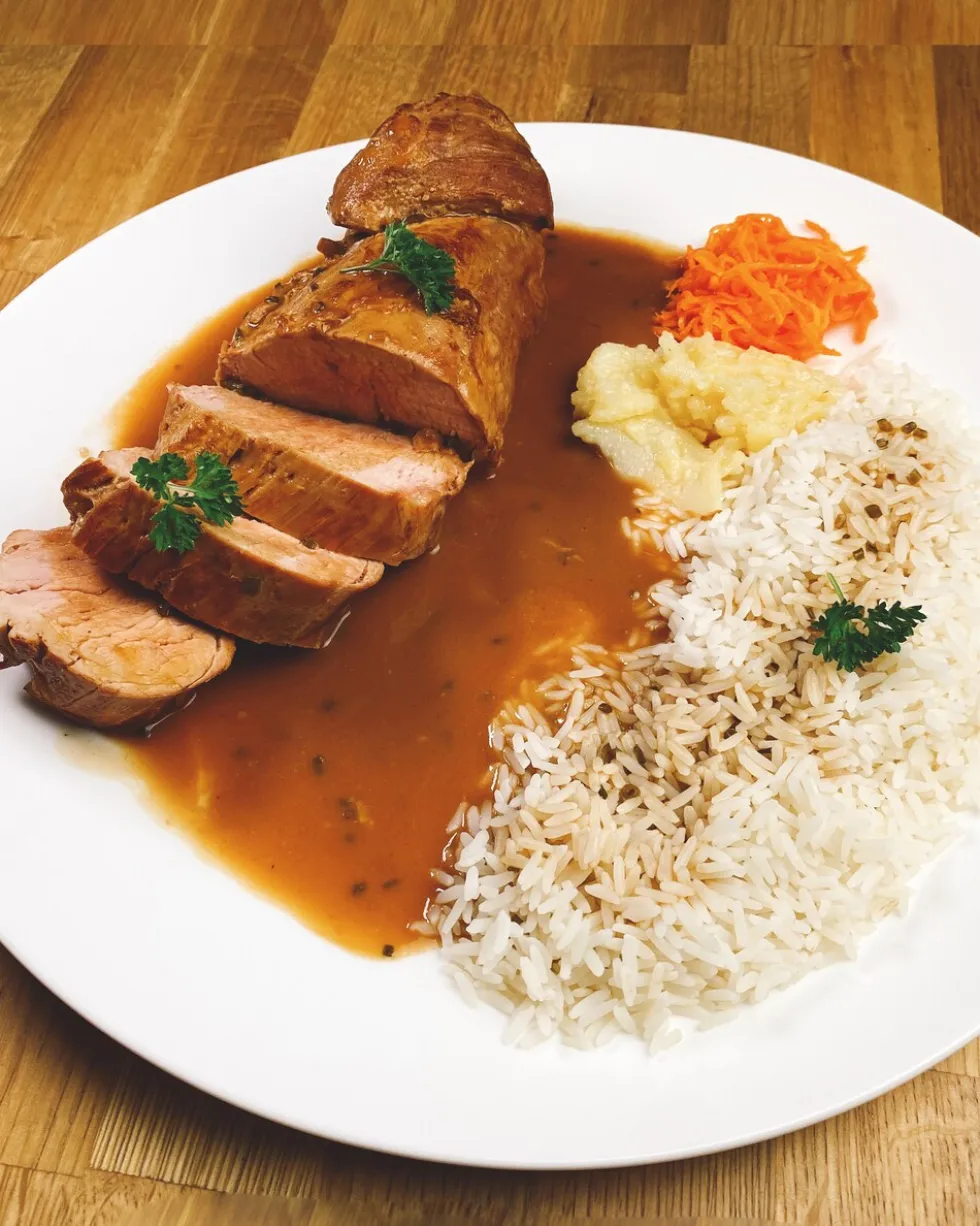 Schweinefilet in Cognacrahmsoße