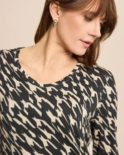 Shirt Hahnentritt V-Ausschnitt