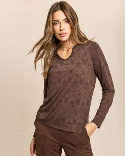 Shirt Henley-Kragen, Logo-Ausbrenner