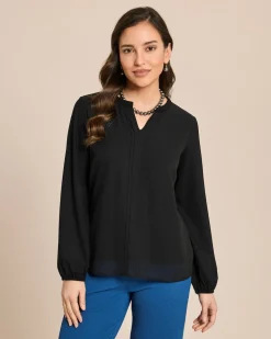 Shirt Materialmix, V-Ausschnitt