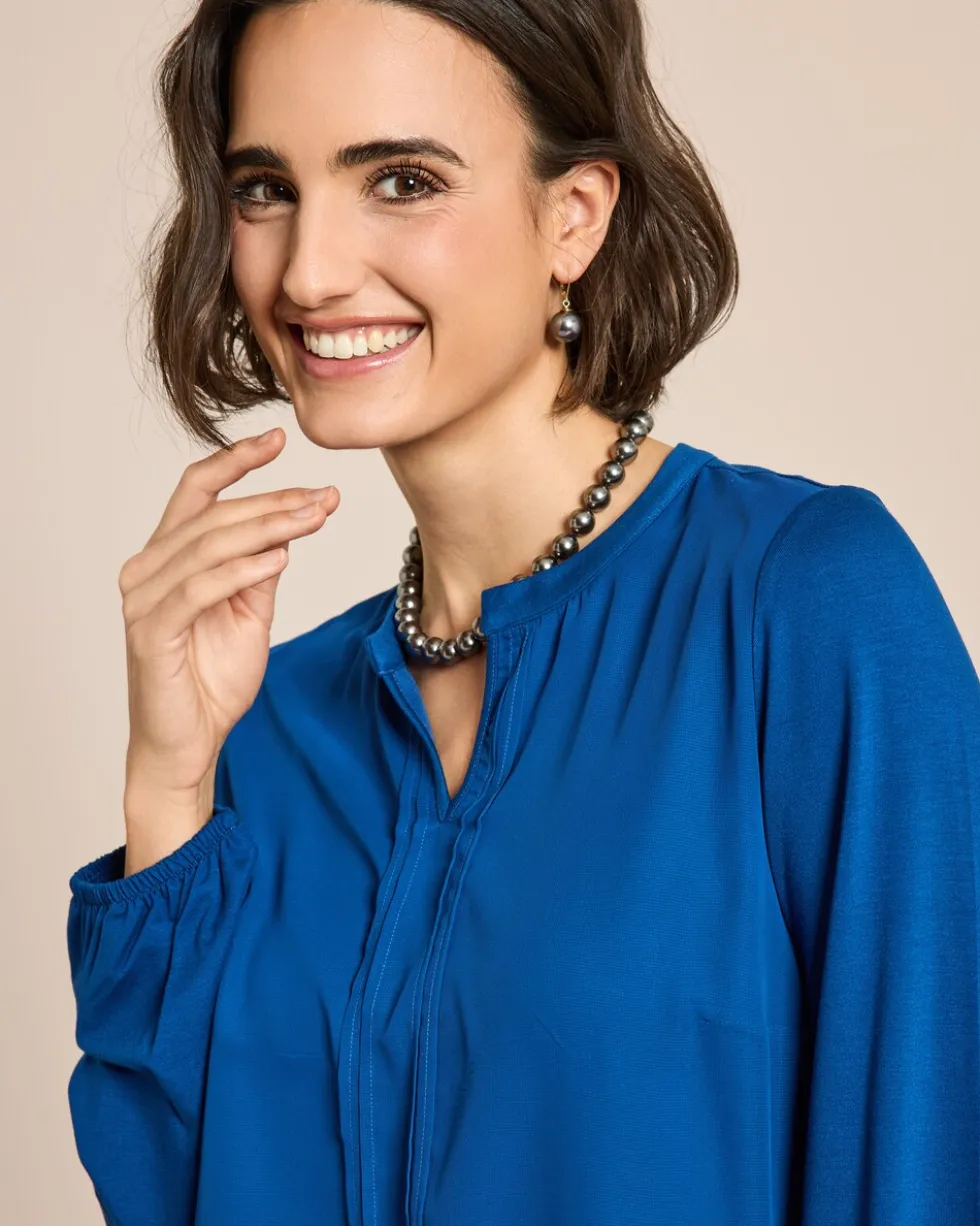 Shirt Materialmix, V-Ausschnitt