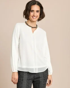 Shirt Materialmix, V-Ausschnitt