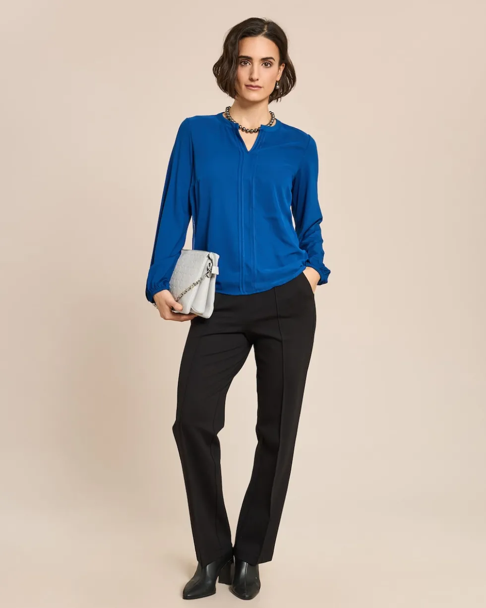 Shirt Materialmix, V-Ausschnitt