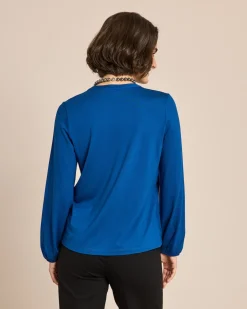 Shirt Materialmix, V-Ausschnitt