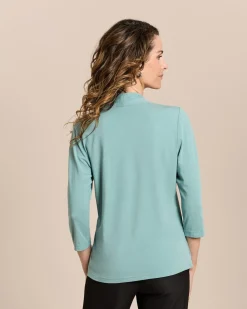 Shirt mit angeschnittenem Stehkragen