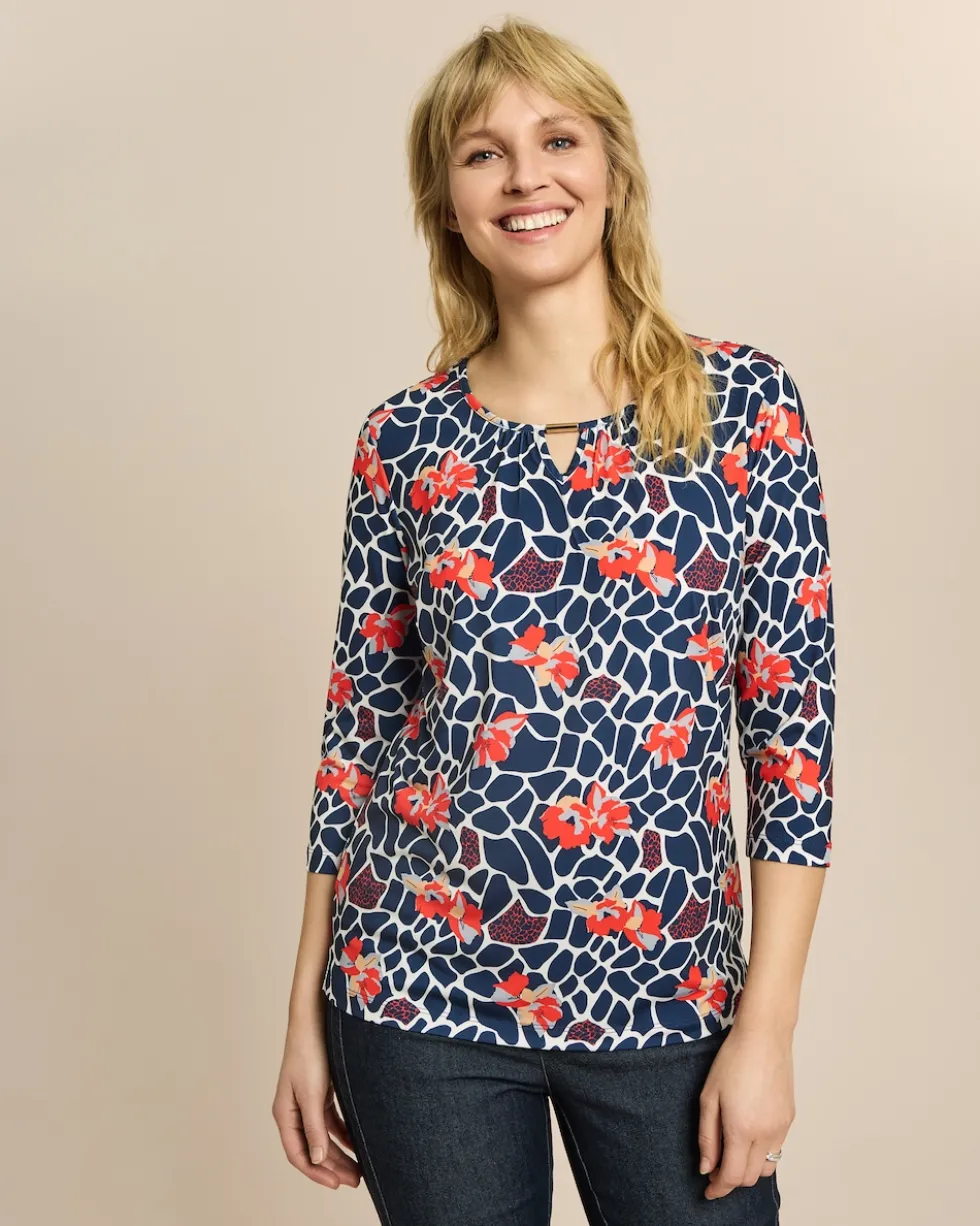 Shirt mit Animal-Blumendruck