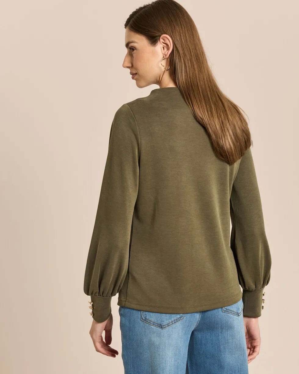 Shirt mit Ballonarm und Zierknöpfen