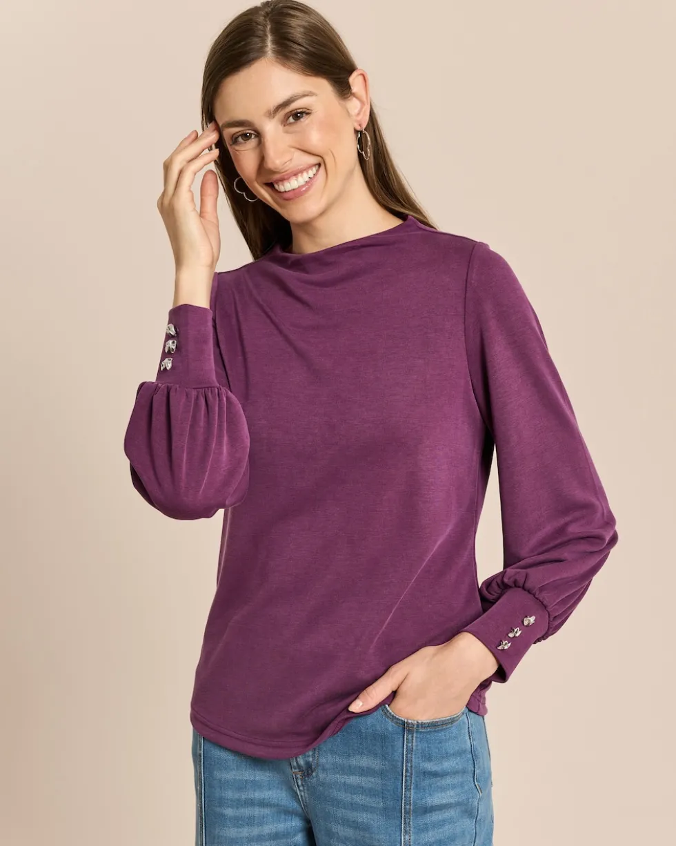 Shirt mit Ballonarm und Zierknöpfen