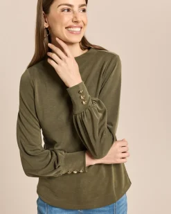 Shirt mit Ballonarm und Zierknöpfen