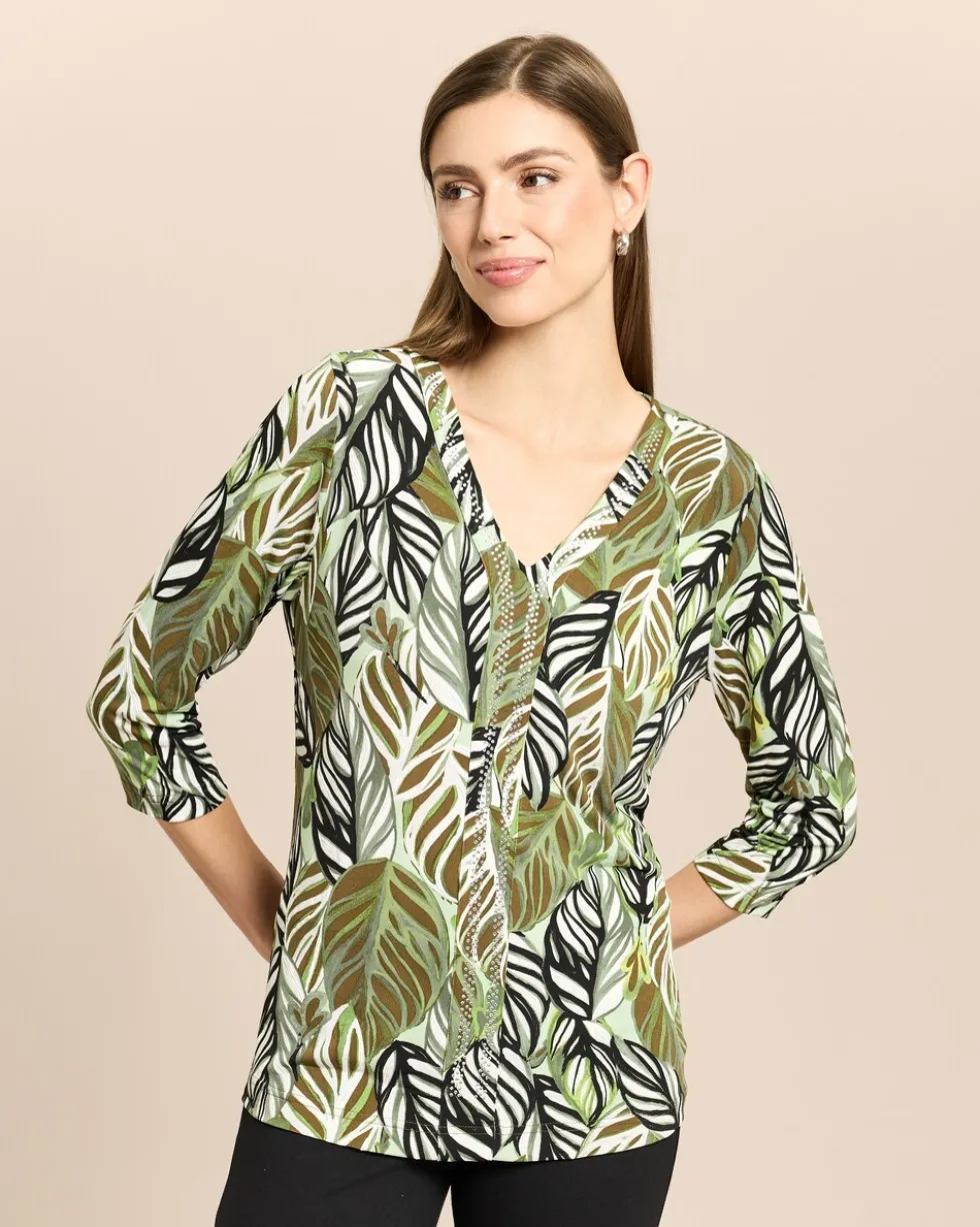 Shirt mit Blätterdruck