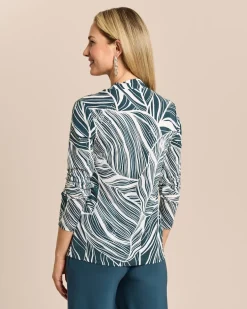Shirt mit Blätterdruck und Stehkragen