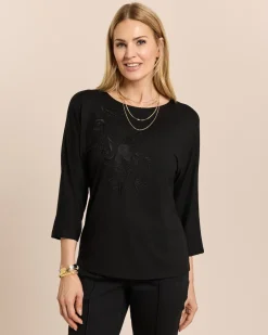 Shirt mit Blumenstickerei
