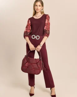 Shirt mit Chiffonärmel und Häkelspitze