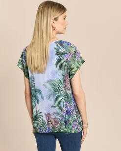 Shirt mit Chiffon und Druckmix
