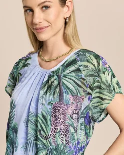 Shirt mit Chiffon und Druckmix