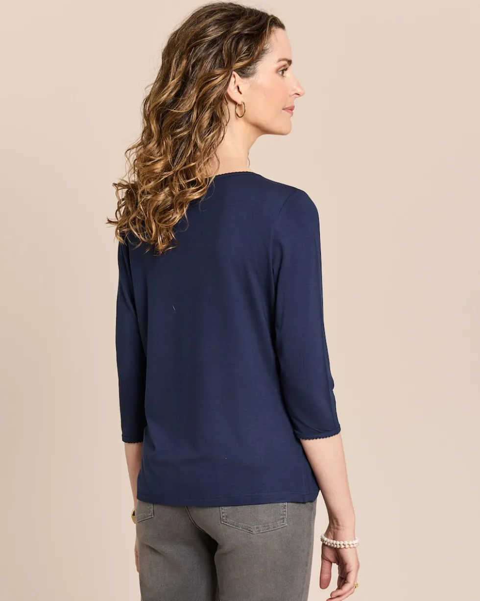 Shirt mit dekorativem Rundhals