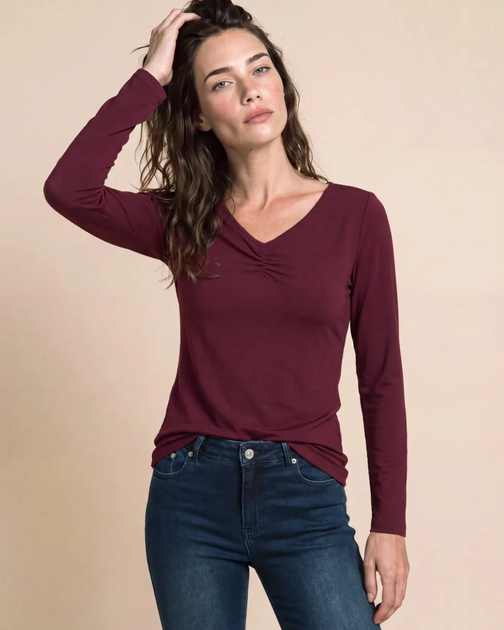 Shirt mit gerafftem Ausschnitt
