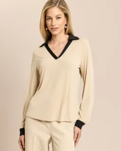 Shirt mit Kontrastblende und Kragen