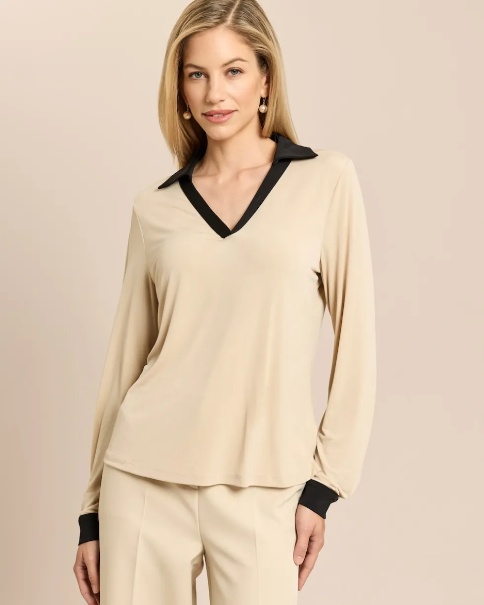 Shirt mit Kontrastblende und Kragen