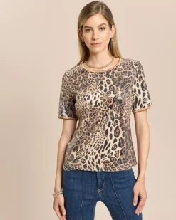 Shirt mit Leo-Print und Pailletten