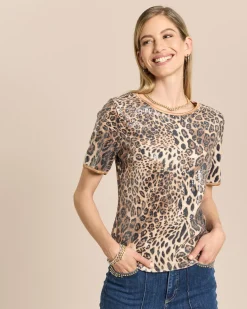 Shirt mit Leo-Print und Pailletten