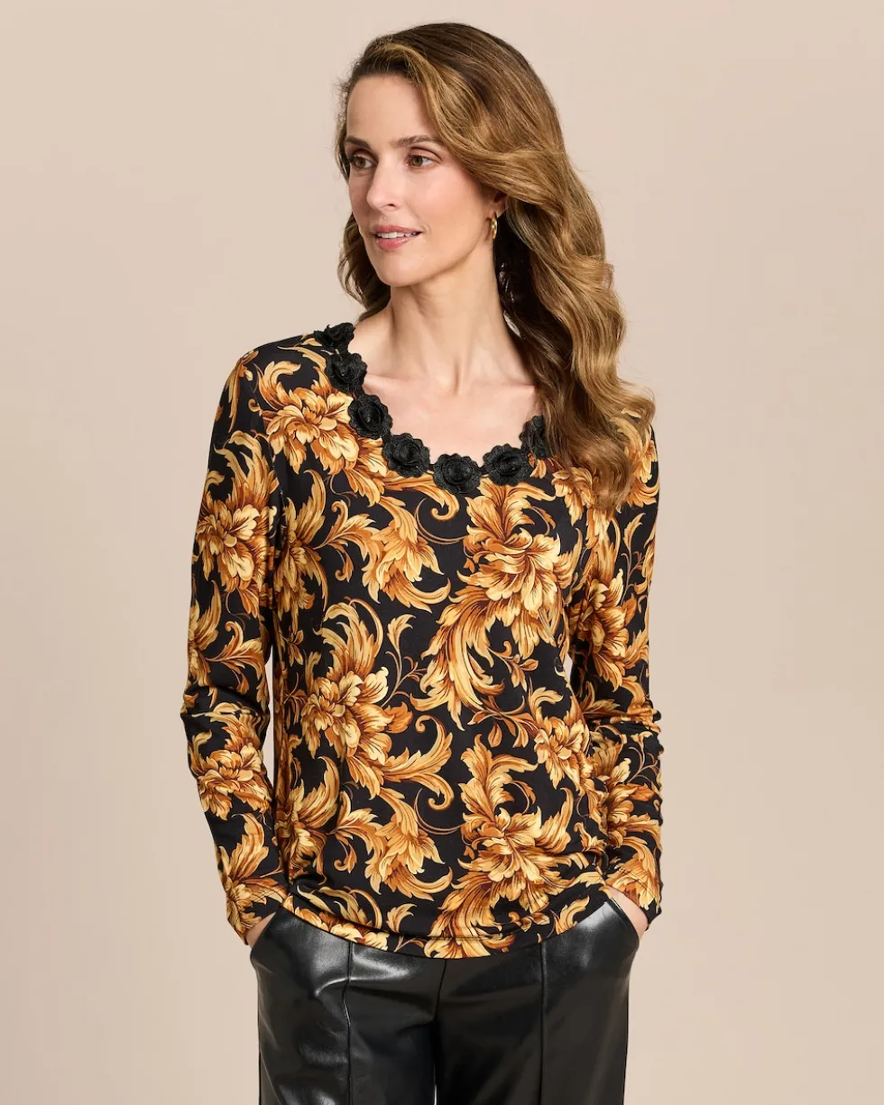 Shirt mit Ornamentdruck und Deko