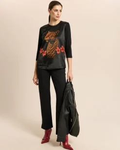 Shirt mit Print und Seidenfront