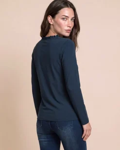 Shirt mit Rüschenkante am Kragen