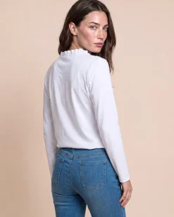 Shirt mit Rüschenkante am Kragen