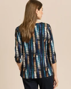 Shirt mit Rundhalsausschnitt, Key-Hole und Druck