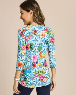 Shirt mit Schößchen und Blumendruck