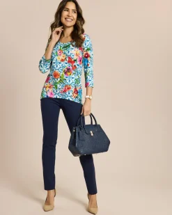 Shirt mit Schößchen und Blumendruck