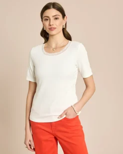Shirt mit Spitzenbesatz