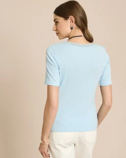 Shirt mit Spitzenbesatz