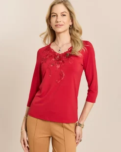 Shirt mit Spitzenbesatz